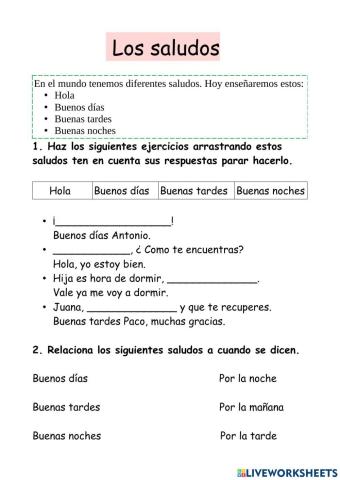 Los saludos y despedidas.