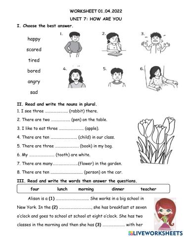 Unit 7: How are you?