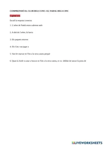 Comprensió el club dels cinc. El Nadal dels cinc
