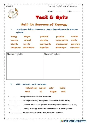 English 7- Unit 10 - Grammar -Future Continuous