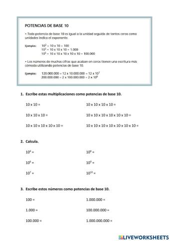 Potencias base 10