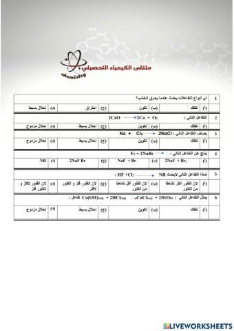 تحصيلي كيمياء 1