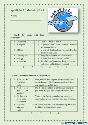 Spotlight 7, module 8B-1. Ecology