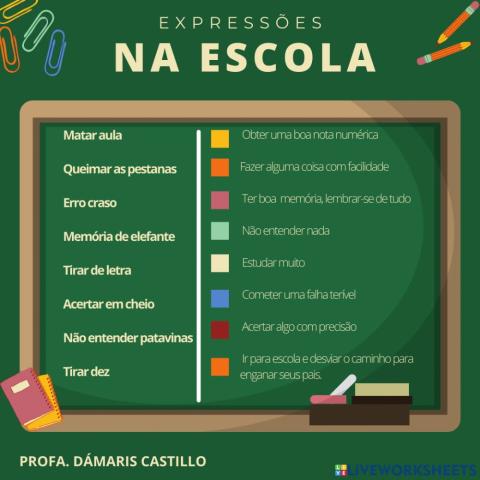 Frases idiomáticas na escola
