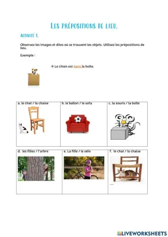 Les prépositions de lieu