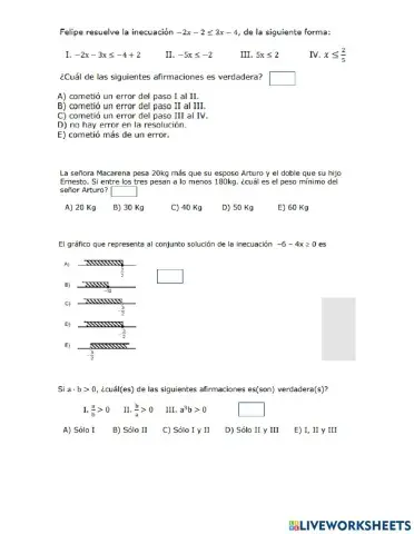 Inecuaciones lineales