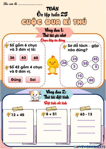 Phiếu toán tuần 28