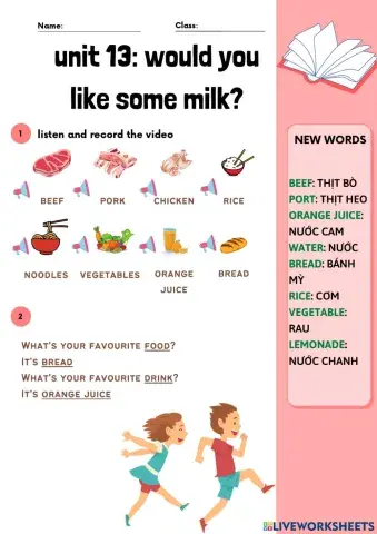 Review Unit 13 would you like some milk