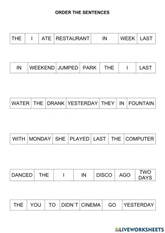 Order sentences - past simple
