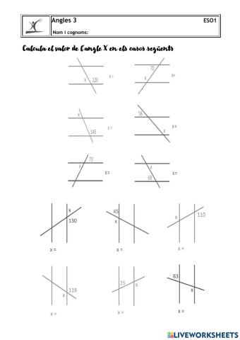 Càlcul d'angles adjacents, colaterals, oposats