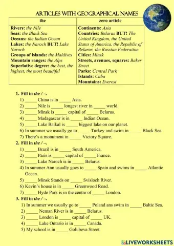 Articles with geographical names