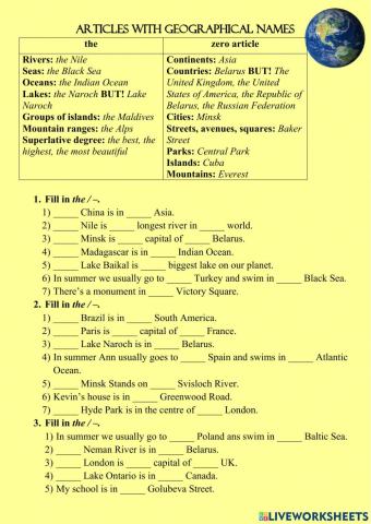 Articles with geographical names