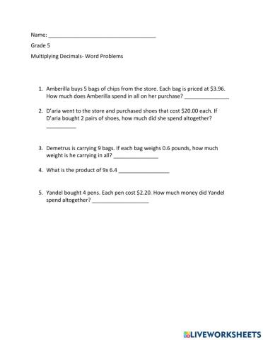 Multiplying Decimals
