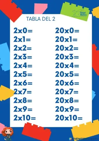 Tabla del 2 extendida