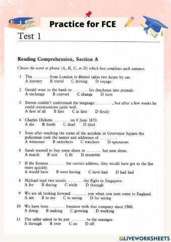 Practice for FCE Test 1