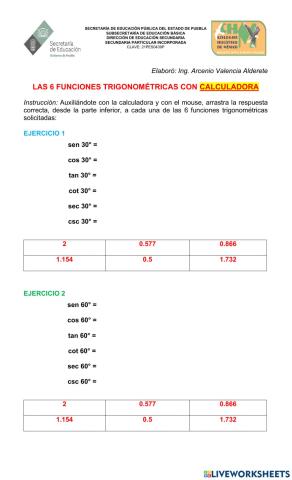 Funciones trigonométricas con calculadora