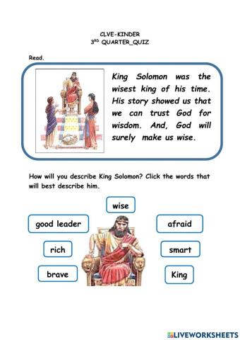Being Wise (The Stories of King Solomon and Prophet Elisha
