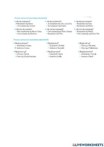 Jak się nazywasz? Skąd jesteś?