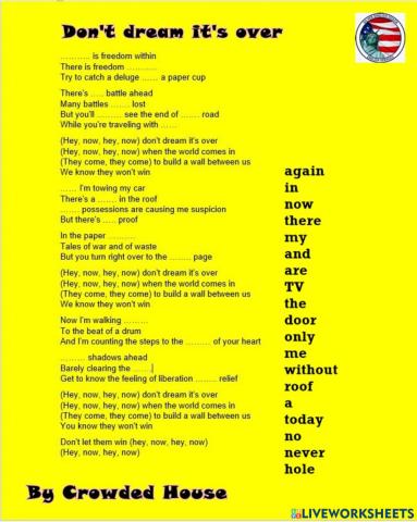 Don't dream it's over - intermediate