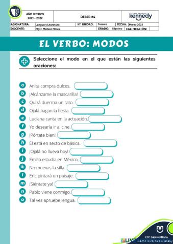 El verbo: modos