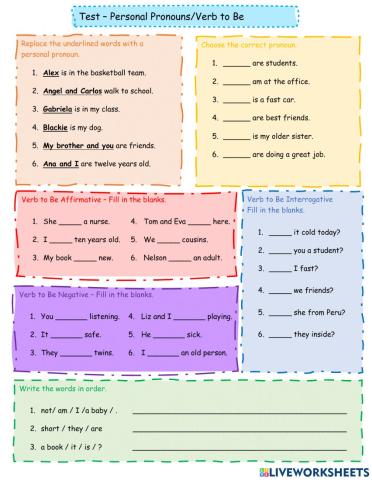 Personal Pronouns-Verb to Be