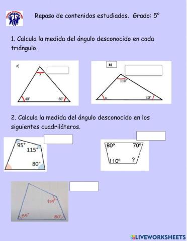 Suma de ángulos internos de polígonos