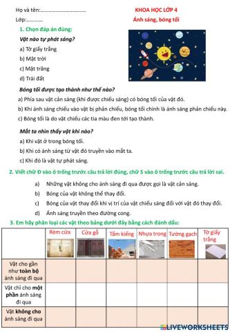 Ánh sáng, bóng tối