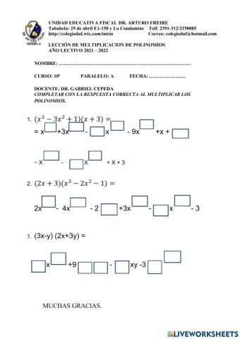 Multiplicacion de polinomios
