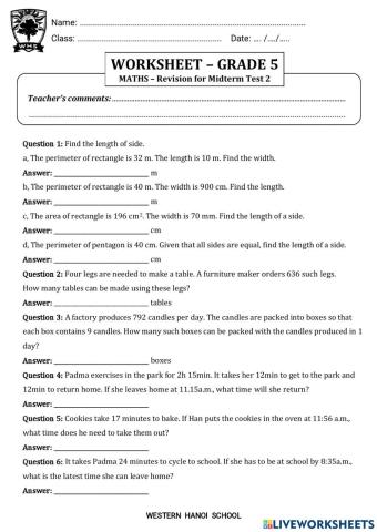 Revision for Midterm Test 2