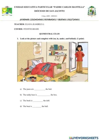 Quimestral ingles - 4to