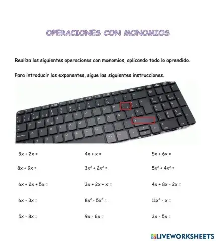 Operaciones con monomios
