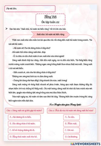 Ôn tập tiếng việt 4 tuần 22