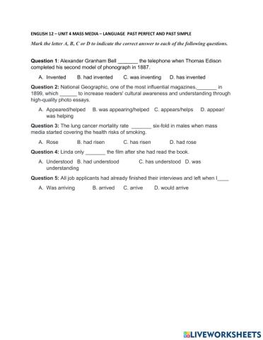 Past perfect and Past simple