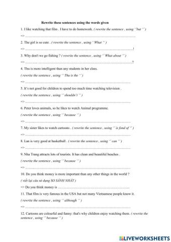 Viết lại câu