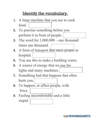 Unit 6 vocabulary worksheet