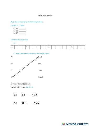 Second year Mathematics practice test.