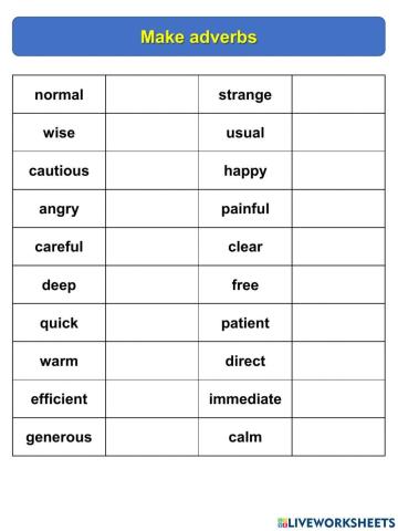 Adverbs from adjectives