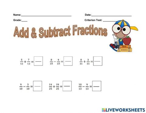 Add and Subtract Like Fractions