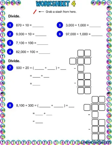 Dividing by tens, hundreds and thousands