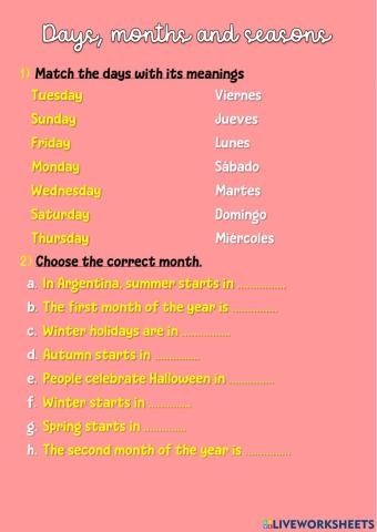 Days, months and seasons