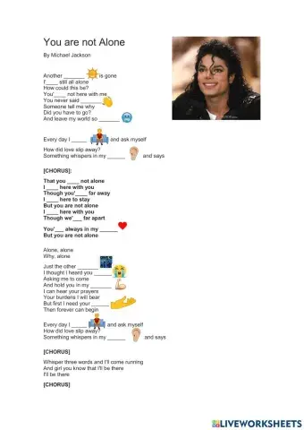 Song worksheet - You are not Alone (Michael Jackson)