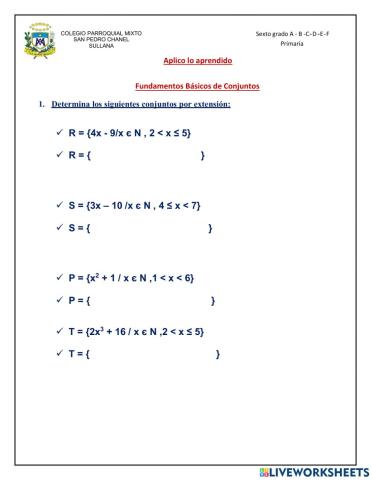 Determinacion de conjuntos