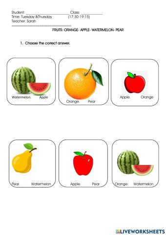 Orange- pear- apple-watermelon