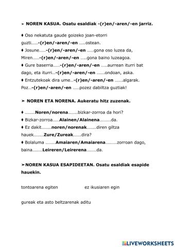 Deklinabidea. noren kasua