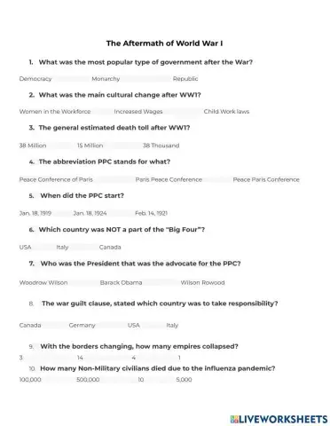 The Aftermath of WWI