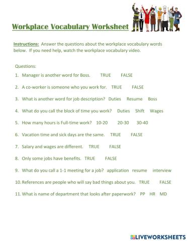 Workplace Vocabulary