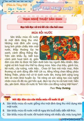 Bài tập Tiếng Việt cuối tuần 23