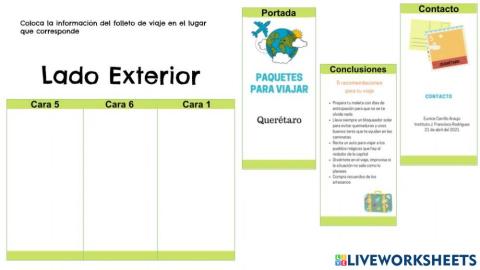 Parte exterior de los folletos