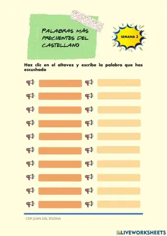 Palabras más frecuentes del castellano 2