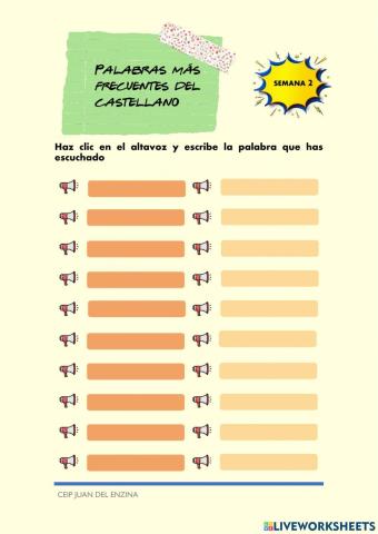 Palabras más frecuentes del castellano 2